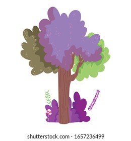 tree bush leaves foliage vegetation nature icon vector illustration