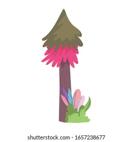 tree bush leaves foliage vegetation nature icon vector illustration