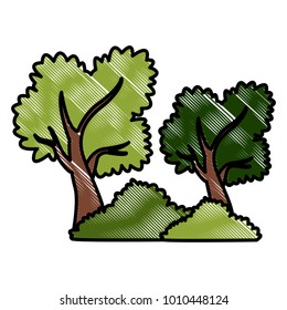 Tree and bushes cartoon