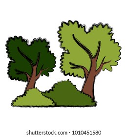 Tree and bushes cartoon