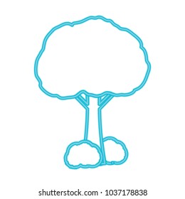 tree with bushes icon over white background, blue line design. vector illustration