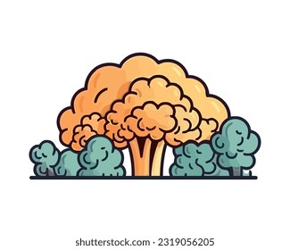 tree and bushes nature design icon isolated