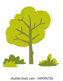 Tree and bushes set vector