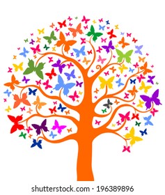 Tree with butterflies. Vector Illustration 