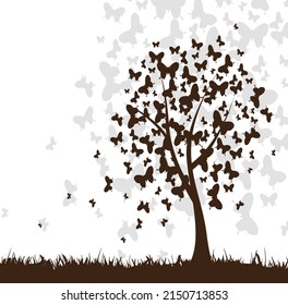 Tree with butterflies. Vector Illustration