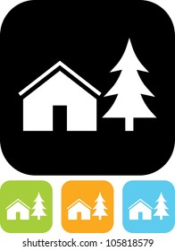 Tree and Camping tent cabin  - Vector icon isolated