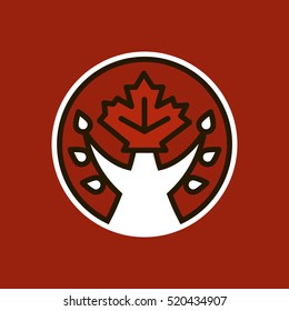Tree and Canadian Maple Leaf. Logo, icon