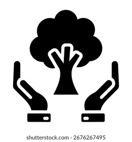 Ilustración vectorial de glifo de icono de cuidado de árbol