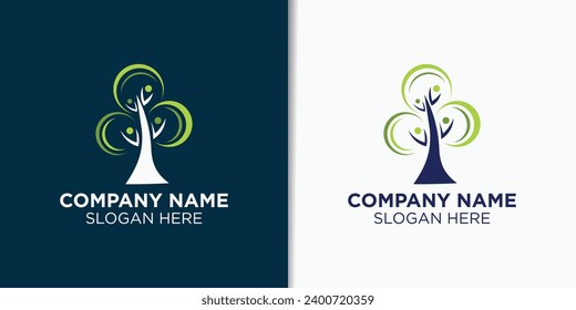 concepto de diseño de logotipo de árbol y cuidado, inspiración de logotipo de salud