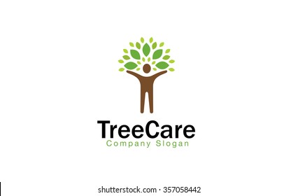 Tree Care Logo Green Spirit Man Body Symbol Design Illustration