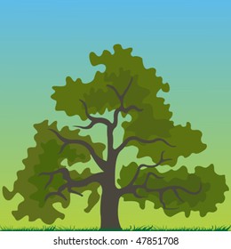 tree cartoon, abstract vector art illustration