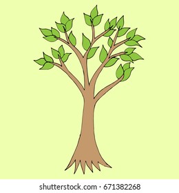 tree cartoon hand drawn vector