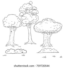 tree cartoon hand drawn vector symbol