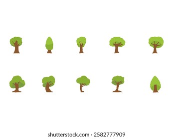Tree Cartoon Illustration Element Set 