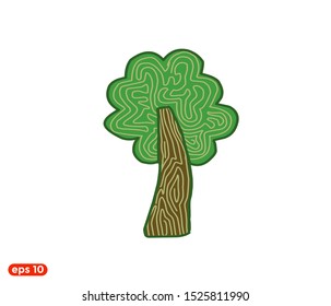 tree cartoon logo vector illustration, unique symbol suitable for branding and 
cover of a child's book