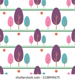 Tree cartoon style background Seamless  Vector illustration esp 10 pattern texture for textile