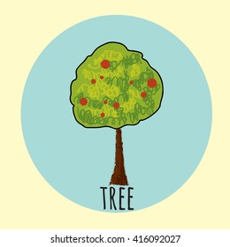 Tree, cartoon style, illustration, vector