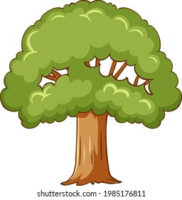 A tree in cartoon style isolated on white background illustration