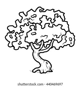 tree / cartoon vector and illustration, black and white, hand drawn, sketch style, isolated on white background.