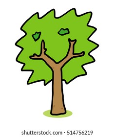 tree / cartoon vector and illustration, hand drawn style, isolated on white background.