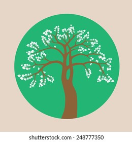 tree casts a shadow, a place for text, vector
