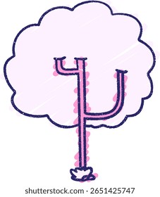 Tree Chalk Drawing in bright neon color