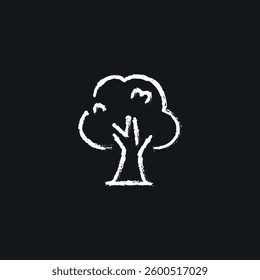 Tree chalk icon. Vector isolated black illustration.