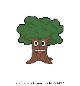 Dibujos animados de personajes de árbol pixel art