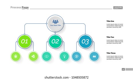 Tree chart with three options. Organizational chart, business hierarchy diagram. Creative concept for infographics, project, report. Can be used for topics like business, workflow, company structure