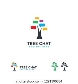Tree Chat logo designs concept vector, Tree Discuss logo symbol
