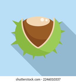 Tree chestnut icon flat vector. Sweet fruit. Roast nut