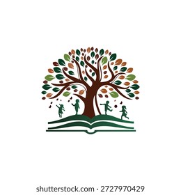 Árbol y niño Diseño de logotipo increíble.