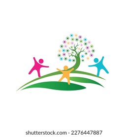 tree children Vector Logo Illustration