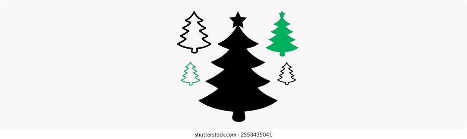 tree chrismas element illustration. Merry Chrismas tree icon set on gray background, set of silhouettes of trees chersmas, vector illustration EPS 10 2