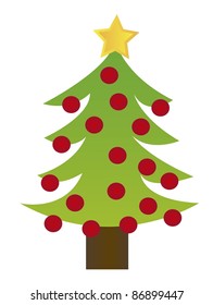 tree christmas with balls and star isolated over white background. vector