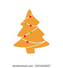 Tree Christmas gingerbread cookies. Cartoon Vector illustration