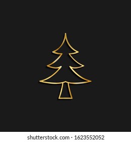 Tree, christmas gold icon. Vector illustration of golden icon