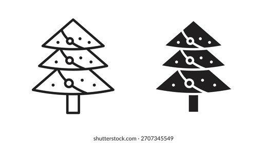 Ícone de Natal da árvore. estilo plano e traçado Coleção. símbolo simples