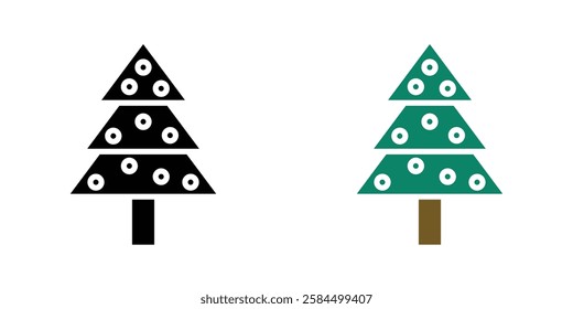 Tree christmas icons pack in black and colored version