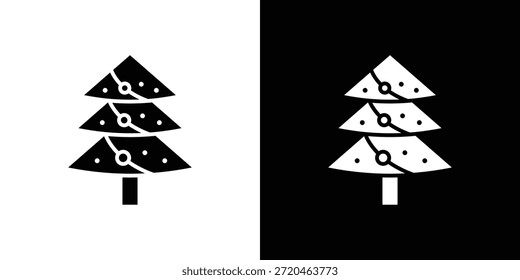Conjunto de iconos de Navidad de árbol. iconos vectoriales diseñados en estilo relleno
