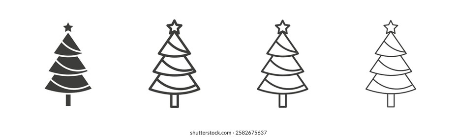Tree christmas icons set vectors graphic designs