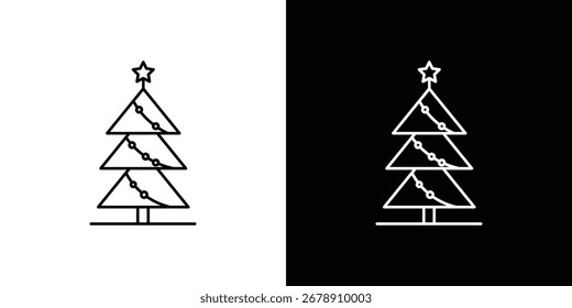 Tree christmas icons, vector best stroke icon EPS