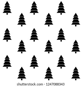 Tree christmas monochrome seamless pattern and background, winter xmas trees repetition, vector illustration