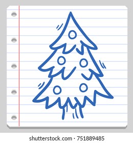 Tree Christmas Notebook School Doodle Icon Symbol Sketch Line Art
