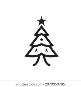 Tree Christmas Outline icons. Vector illustrations.  