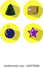 Tree. Christmas tree toy. Parcel. Star.