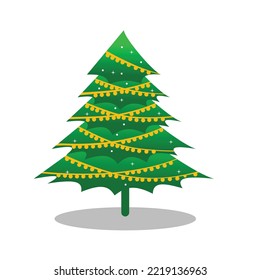 tree, Christmas, vector,  icon, new, year, light, flat, cartoon, pine, background, merry, present, gift, set, vintage, isolated, holiday, fir, symbol, element, plant, card, winter, design, decora