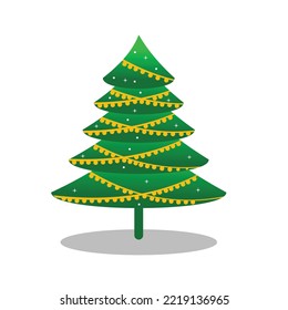 tree, Christmas, vector,  icon, new, year, light, flat, cartoon, pine, background, merry, present, gift, set, vintage, isolated, holiday, fir, symbol, element, plant, card, winter, design, decora