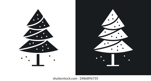 Tree christmas vector icon set in solid black and white color