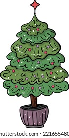Ilustración aislada de vectores de navidad de árbol